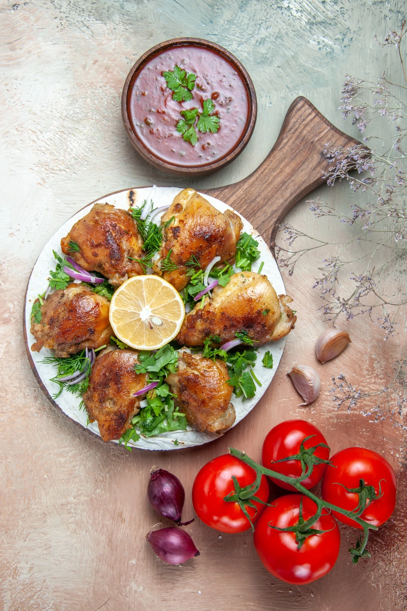 chicken thighs with roasted veggies